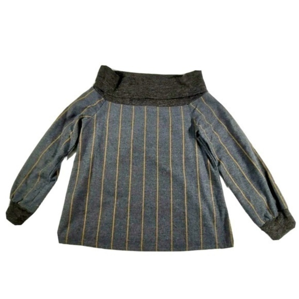 THML Sz Small Gray Striped Off the Shoulder Shirt Long Sleeve Blouse NEW…
